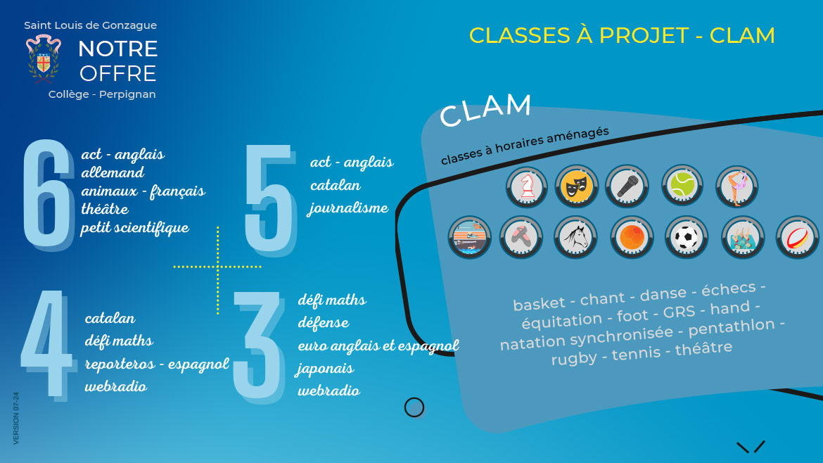 Notre offre pour les classes à projet - CLAM, de la 6ème à la 3ème